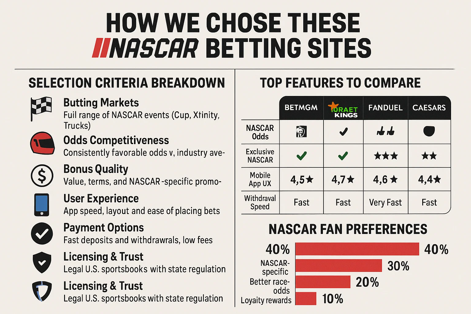 How We Chose These NASCAR Betting Sites